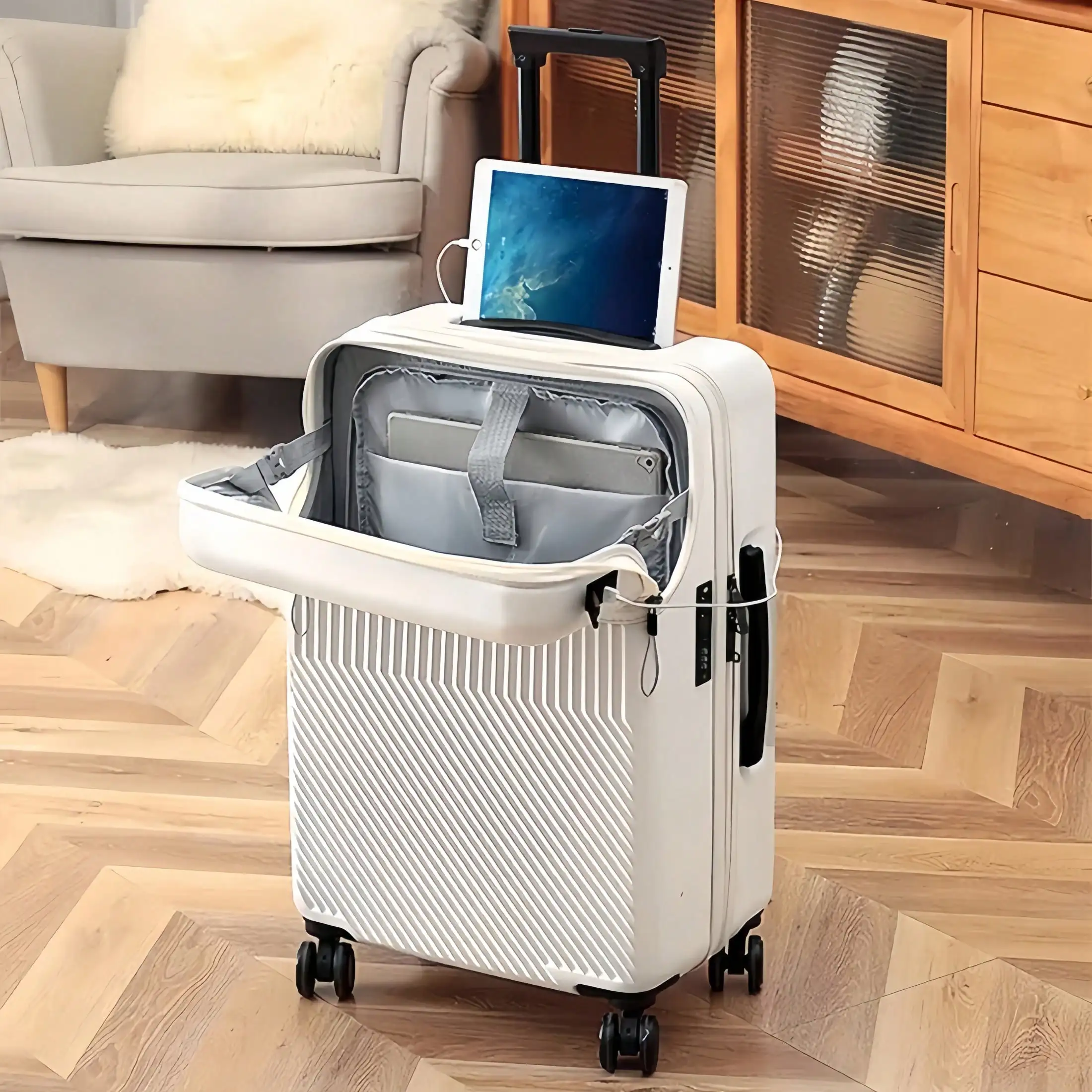 20-Inch Carry-On Luggage, ABS+PC Suitcase, Lightweight Travel Suitcase With TSA Lock, Spinner Wheels, Cup Holder, Suitable For Travel And Business-Multi-Functional Suitcase - Travel Suitcase - Women's Travel Suitcase - Men's Travel Suitcase - Business Tra
20-Inch Carry-On Luggage, ABS+PC Suitcase, Lightweight Travel Suitcase With TSA Lock, Spinner Wheels, Cup Holder, Suitable For Travel And Business-Multi-Functional Suitcase - Travel Suitcase - Women's Travel Suitcase - Men's Travel Suitcase - Business Tra