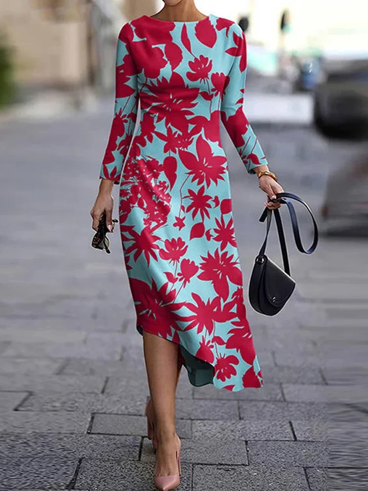 Women's Fashion New Irregular Mid-length Dress Printed Casual Long Sleeves Elegant Commuting Office Female Party Dresses
Women's Fashion New Irregular Mid-length Dress Printed Casual Long Sleeves Elegant Commuting Office Female Party Dresses