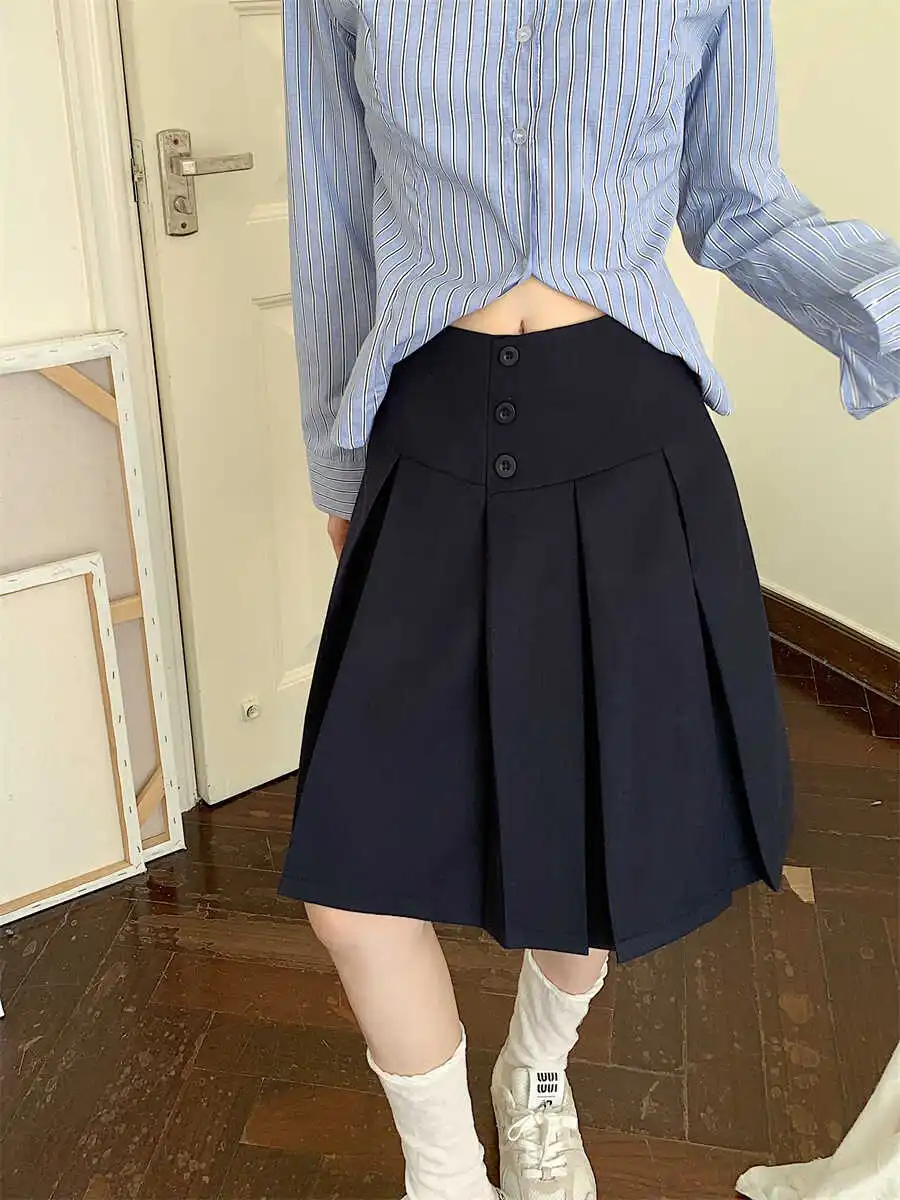 High Waist A-Line Midi Skirt Women's New Sle Button Design Wide Pleat Pleated Skirt k Blue f Body Skirt Korean Sle
High Waist A-Line Midi Skirt Women's New Sle Button Design Wide Pleat Pleated Skirt k Blue f Body Skirt Korean Sle