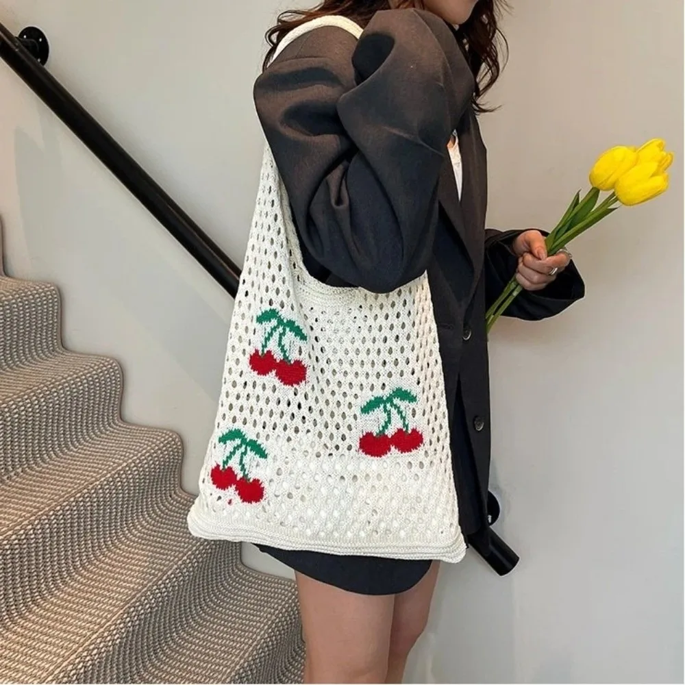 Fashion Handbag Underarm Bag Knitted Hollow Embroidered Pattern Shoulder Bag Cherry Large Capacity Women's Tote Bag Summer
Fashion Handbag Underarm Bag Knitted Hollow Embroidered Pattern Shoulder Bag Cherry Large Capacity Women's Tote Bag Summer