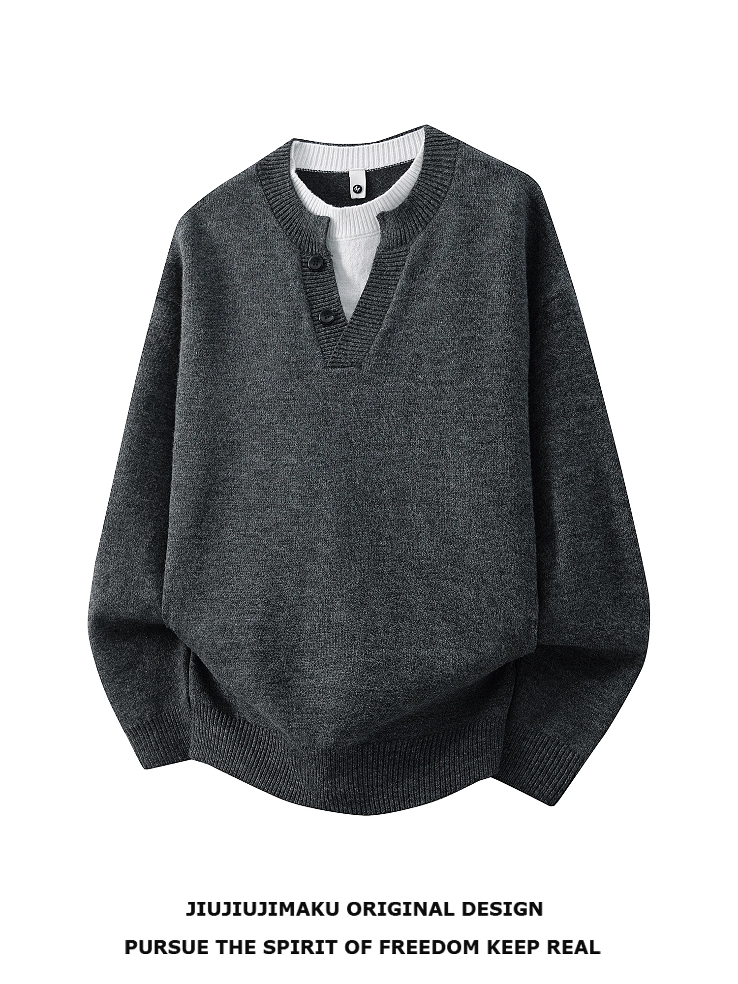 Loose V-Ne Men's Knitted Sweater Button Design Casual Sle Long Sve Thermal Top Pure Color Oversized Lazy Trend Autumn ...
Loose V-Ne Men's Knitted Sweater Button Design Casual Sle Long Sve Thermal Top Pure Color Oversized Lazy Trend Autumn ...