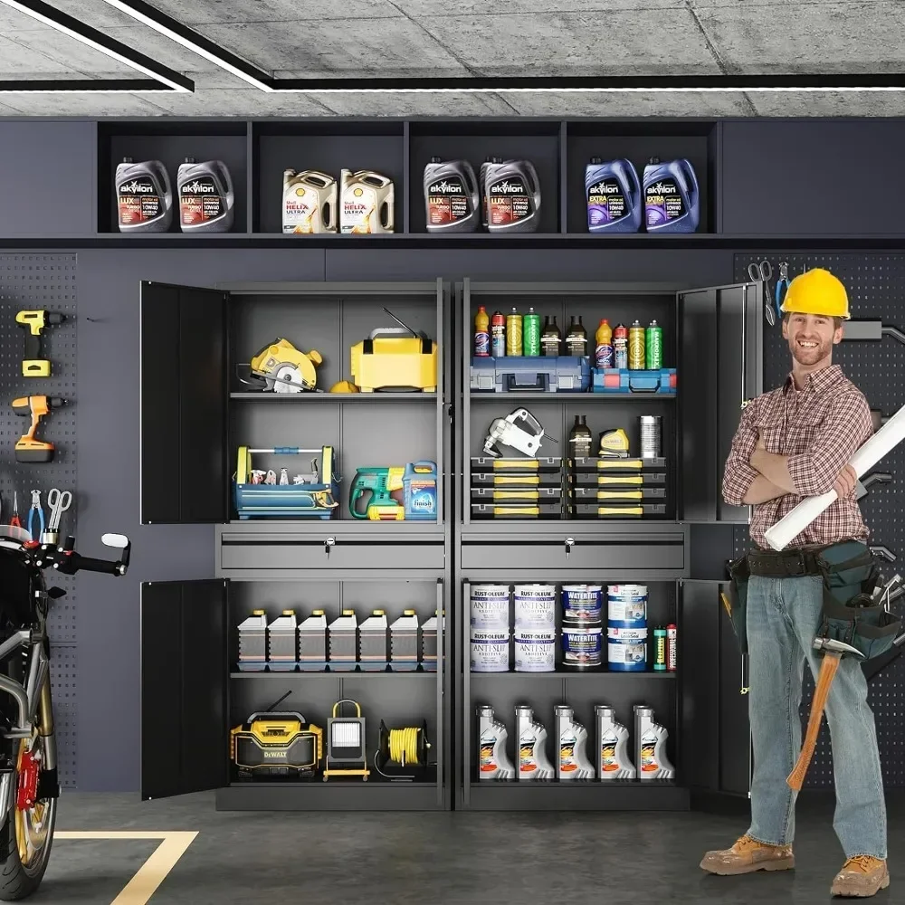 L Metal Garage Storage Cabinet With Locking Doors And Adjustable Shelves, Tool Storage Cabinet - 71" Steel Locking Cabinet
L Metal Garage Storage Cabinet With Locking Doors And Adjustable Shelves, Tool Storage Cabinet - 71" Steel Locking Cabinet