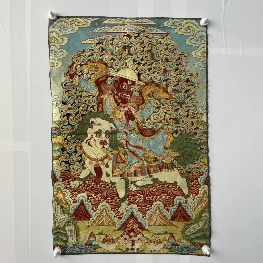 35"Thangka Embroidery Tibetan Buddhism silk brocade Dorje Lekpa Buddha Nyingma Protector Sworn Diamond Thangka Worship Hall
35"Thangka Embroidery Tibetan Buddhism silk brocade Dorje Lekpa Buddha Nyingma Protector Sworn Diamond Thangka Worship Hall
