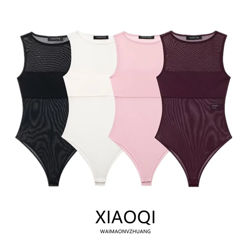 Spring 2026 Women's Sleeveless round Neck Splice Silk Mesh Jumpsuit New Arrival High Waist Straight Leg Short Pants
Spring 2026 Women's Sleeveless round Neck Splice Silk Mesh Jumpsuit New Arrival High Waist Straight Leg Short Pants