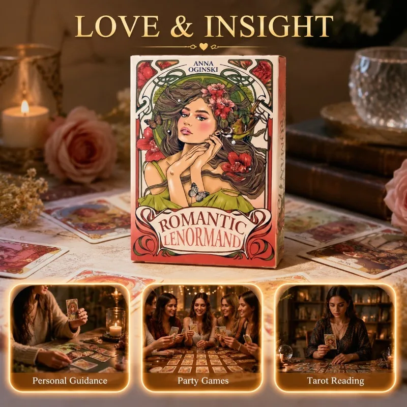 Romantic Lenormand Oracle Cards Elegant Art Nouveau Illustration Lenormand Deck English Divination Board Game Floral Vintage
Romantic Lenormand Oracle Cards Elegant Art Nouveau Illustration Lenormand Deck English Divination Board Game Floral Vintage