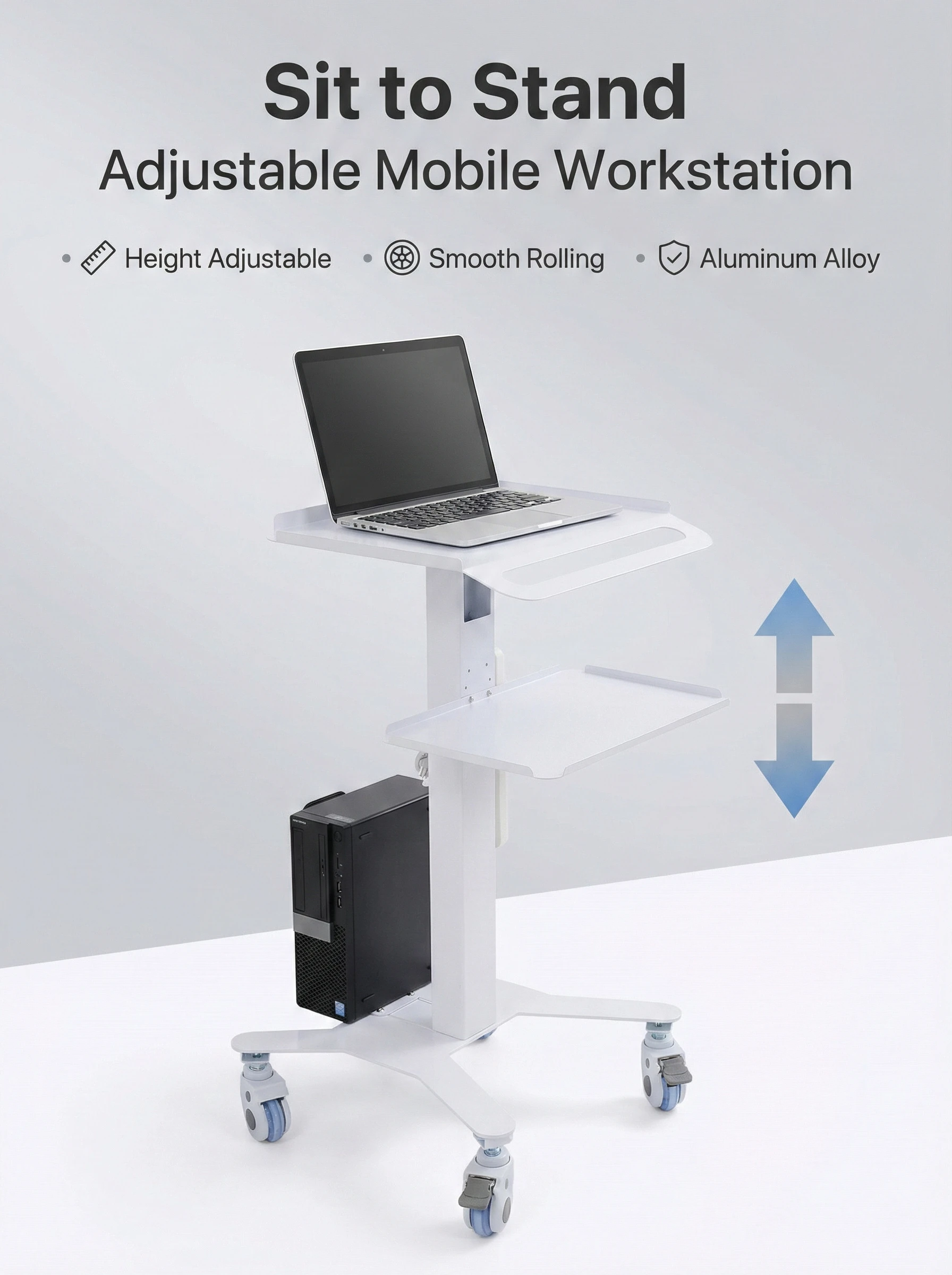 Регулируемый по высоте мобильный компьютерный стол-тумба для больниц, школ и дома, с алюминиевым каркасом, креплением для сканера и полкой для хранения, белый
Регулируемый по высоте мобильный компьютерный стол-тумба для больниц, школ и дома, с алюминиевым каркасом, креплением для сканера и полкой для хранения, белый