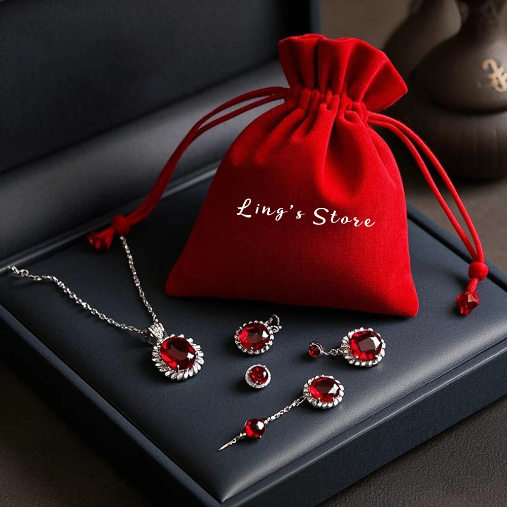 100Pcs Custom Logo Red Jewelry Velvet Drawstring Bag Suede Pouches For Earrings Pendant Bracelet Crystal Packaging Print Pocket
100Pcs Custom Logo Red Jewelry Velvet Drawstring Bag Suede Pouches For Earrings Pendant Bracelet Crystal Packaging Print Pocket