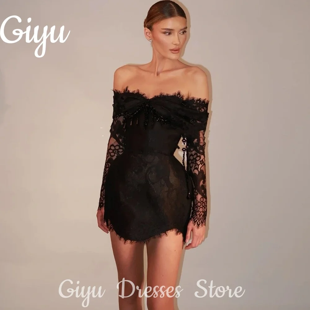 Giyu Elegant Black Lace Mini Evening Dress Tassel Beadings Crystals Long Sleeve Cocktail Gowns Sukienka Na Imprezę Customized
Giyu Elegant Black Lace Mini Evening Dress Tassel Beadings Crystals Long Sleeve Cocktail Gowns Sukienka Na Imprezę Customized