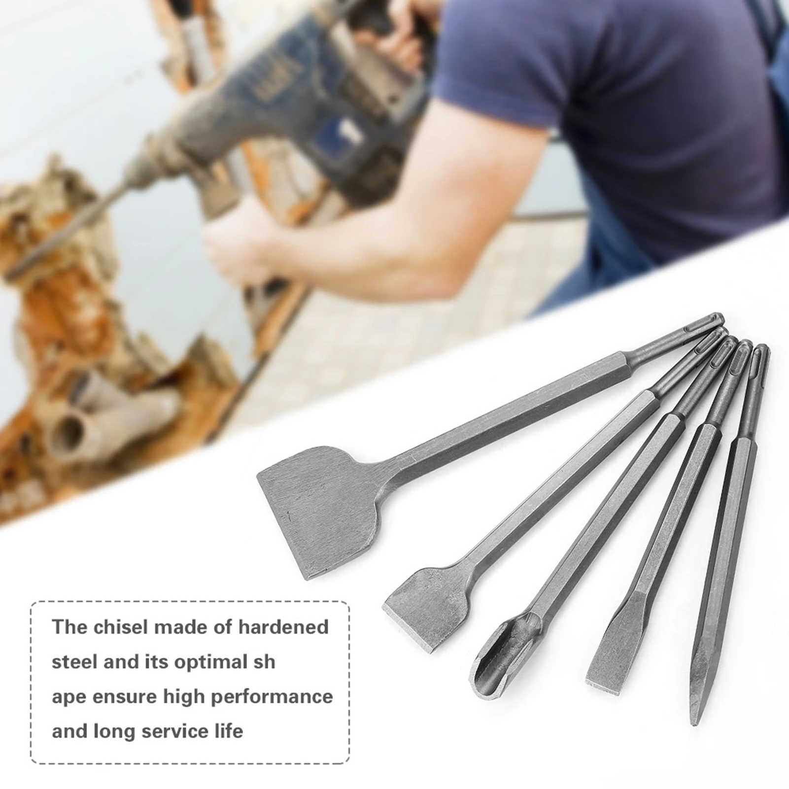 5pcs Different SDS Plus Chisel Bit Set Multiple Types for Heavy Duty Electric Rotary Hammer Concrete Demolition and Chiseling
5pcs Different SDS Plus Chisel Bit Set Multiple Types for Heavy Duty Electric Rotary Hammer Concrete Demolition and Chiseling
