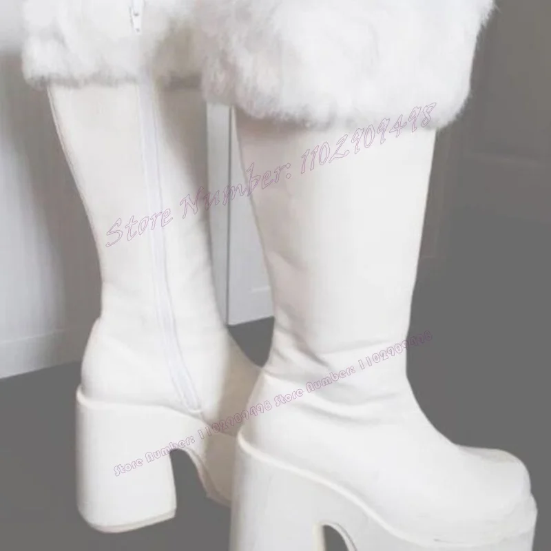 White Fur Chunky Heels Platform Boots Knee High Round Toe Shoes for Women Matte Leather Winter Shoes 2023 Zapatos Para Mujere
White Fur Chunky Heels Platform Boots Knee High Round Toe Shoes for Women Matte Leather Winter Shoes 2023 Zapatos Para Mujere