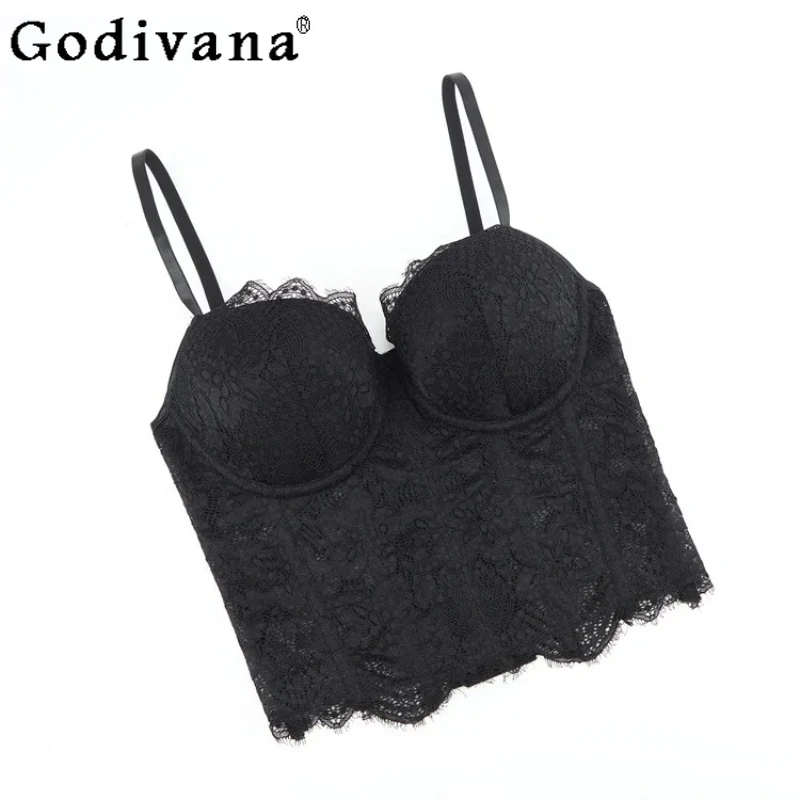 Spring Summer Elegant Skin-penetrating Fabric Lace Fishbone Short Suspender Vest Girls Sexy V-neck Slim Vacation Fashion Top
Spring Summer Elegant Skin-penetrating Fabric Lace Fishbone Short Suspender Vest Girls Sexy V-neck Slim Vacation Fashion Top