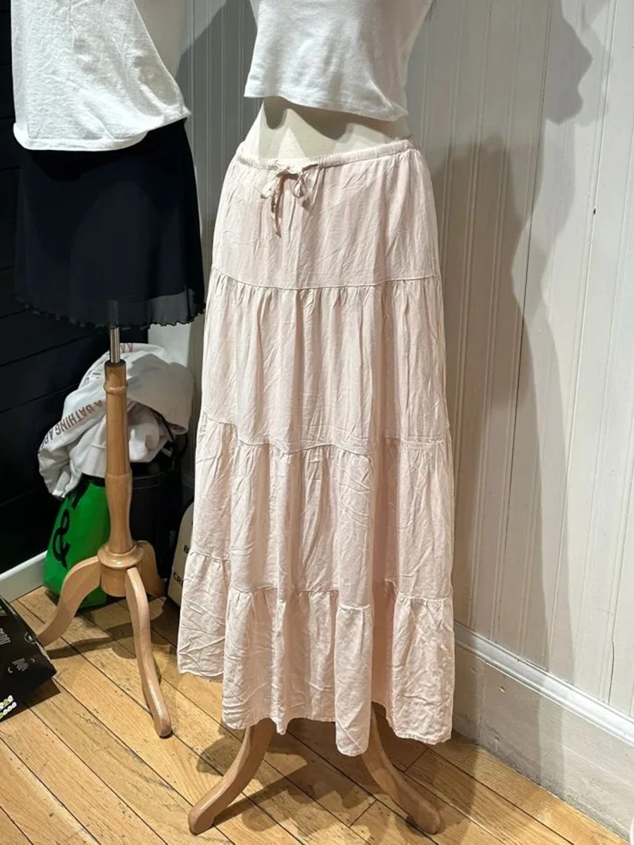 Solid Simple Lace-up Maxi Skirts Woman Summer High Waist A-line Loose Faldas Casual Simple Preppy Sweet Cute Long Skirt New
Solid Simple Lace-up Maxi Skirts Woman Summer High Waist A-line Loose Faldas Casual Simple Preppy Sweet Cute Long Skirt New