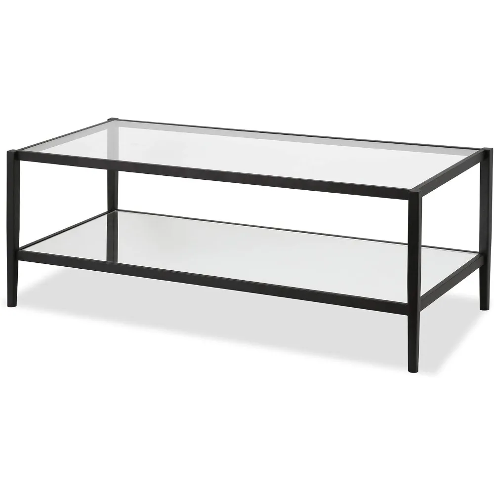 Henn&Hart 45" Wide Rectangular Coffee Table with Mirror Shelf in Blackened Bronze, Modern coffee tables for living room, studio
Henn&Hart 45" Wide Rectangular Coffee Table with Mirror Shelf in Blackened Bronze, Modern coffee tables for living room, studio