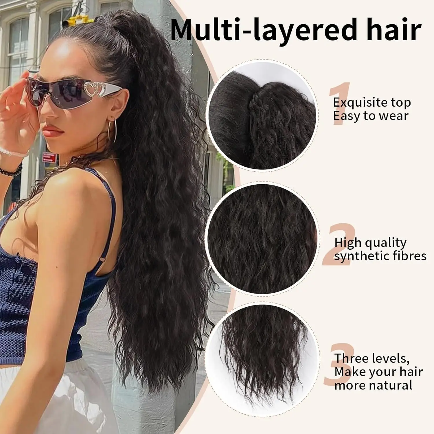 Large Wave Hair Clip Ponytail Synthetic Hair High-Temperature Fiber Natural Realistic Hair Bundle European and American Style Extra-Long Style 30-Second Quick Styling Tool for Women's Daily Commute and Party Essential
Large Wave Hair Clip Ponytail Synthetic Hair High-Temperature Fiber Natural Realistic Hair Bundle European and American Style Extra-Long Style 30-Second Quick Styling Tool for Women's Daily Commute and Party Essential