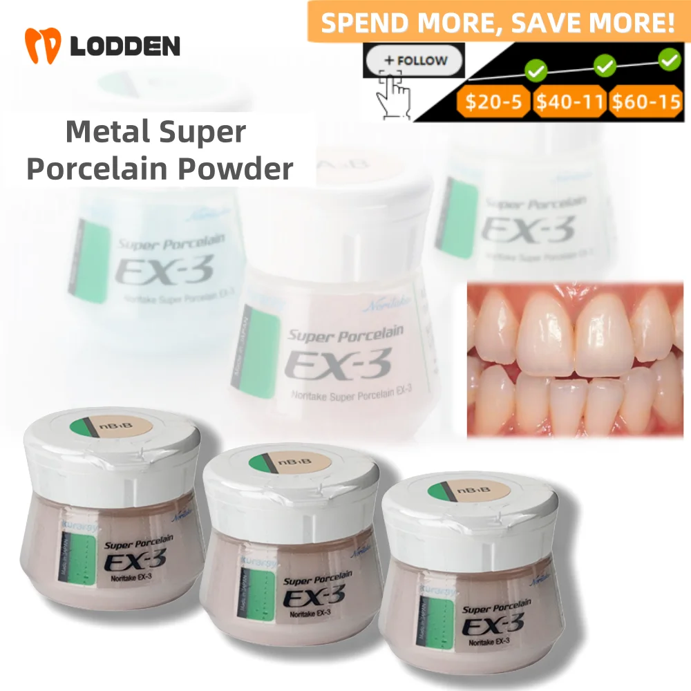 EX-3 Dental Body Porcelain Powder Kuraray Noritake Metal Super Porcelain Powder (50g) Transparent A1/B1/E1 Dental Lab Materials
EX-3 Dental Body Porcelain Powder Kuraray Noritake Metal Super Porcelain Powder (50g) Transparent A1/B1/E1 Dental Lab Materials