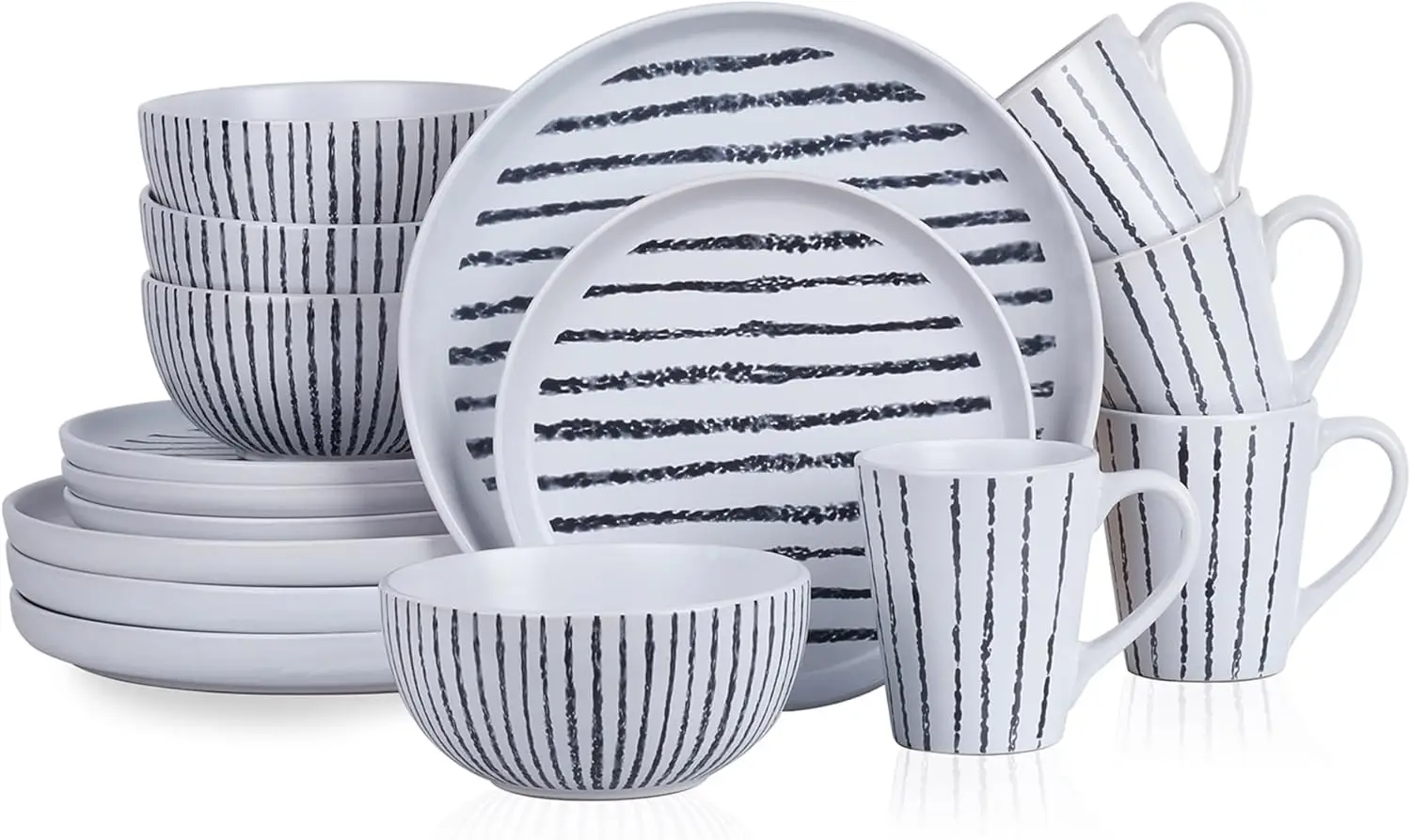 Nova Modern Stoneware Dinnerware Set – 16-Piece Plates & Bowls Set, Service for 4, Black, Durable Ceramic Tableware wit
Nova Modern Stoneware Dinnerware Set – 16-Piece Plates & Bowls Set, Service for 4, Black, Durable Ceramic Tableware wit