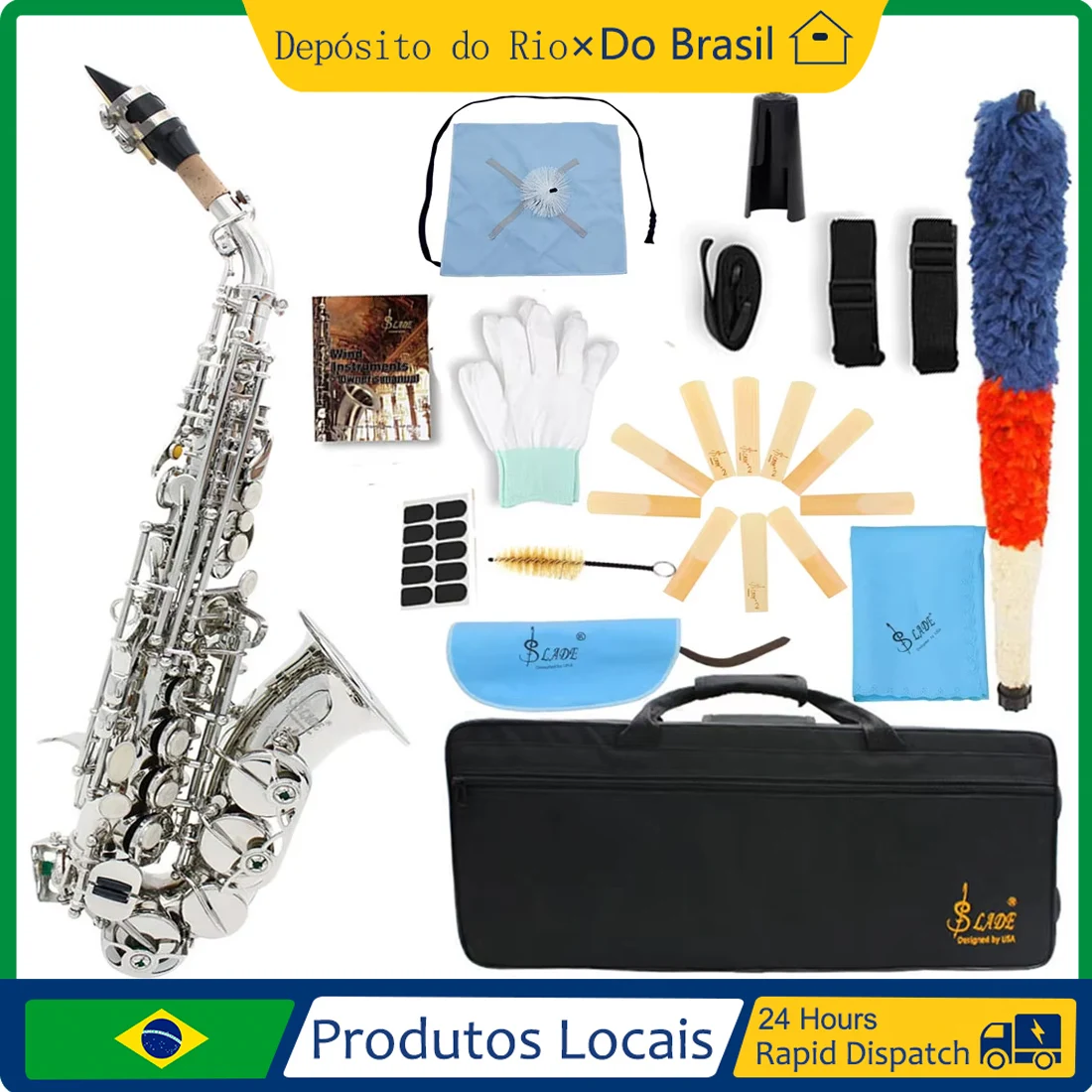 SLADE Soprano Saxophone Silver Professional B Flat Saxophone Woodwind Instrument Sax with Box Cleaning Cloth Neck Strap Parts
SLADE Soprano Saxophone Silver Professional B Flat Saxophone Woodwind Instrument Sax with Box Cleaning Cloth Neck Strap Parts