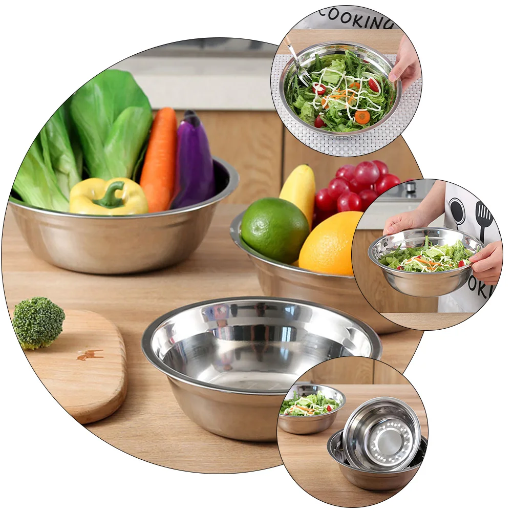 3 Pcs Steel Bowls Plates Smooth Mouth Circular Lip Safe Healthy Egg Dog Vegetable Bowls Food Kitchen Baking
3 Pcs Steel Bowls Plates Smooth Mouth Circular Lip Safe Healthy Egg Dog Vegetable Bowls Food Kitchen Baking