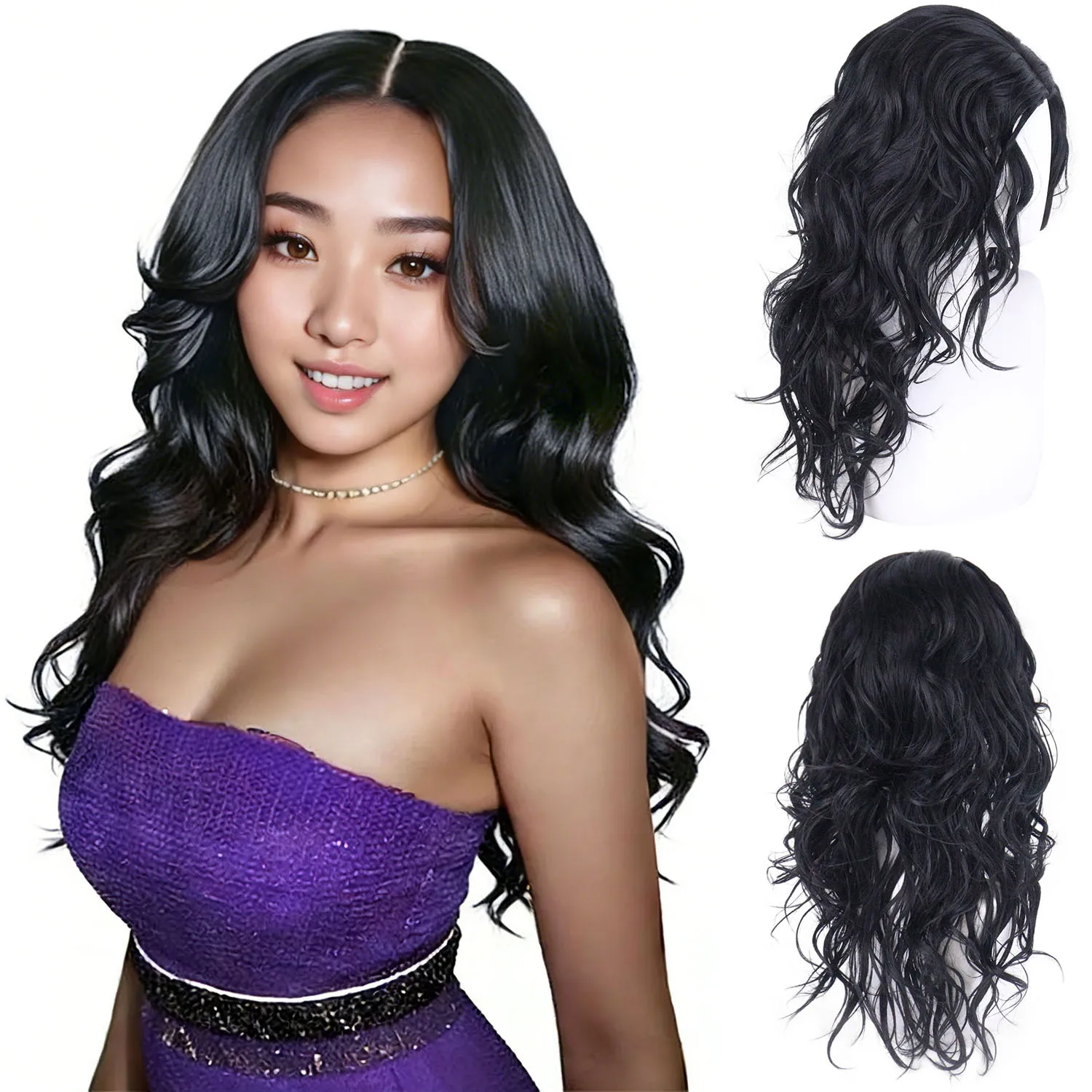 24 Inch Women's Long Wavy Synthetic Wigs Black Middle Part Body Wave Heat Resistant Fluffy Wig for Daily Party Use Cosplay Wear
24 Inch Women's Long Wavy Synthetic Wigs Black Middle Part Body Wave Heat Resistant Fluffy Wig for Daily Party Use Cosplay Wear