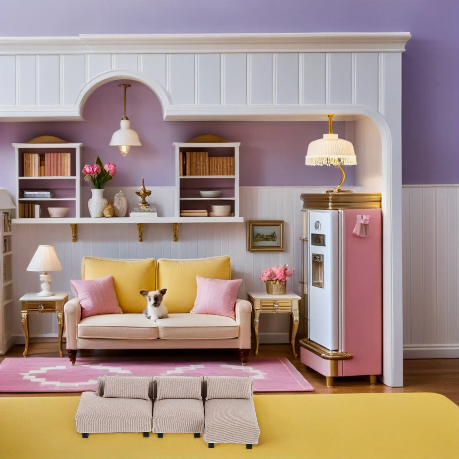 Миниатюрный диван для кукольного домика, масштаб 1:25, тканевый секционный диван, аксессуар для гостиной, подушка, мини-мебель, реалистичное украшение
Миниатюрный диван для кукольного домика, масштаб 1:25, тканевый секционный диван, аксессуар для гостиной, подушка, мини-мебель, реалистичное украшение