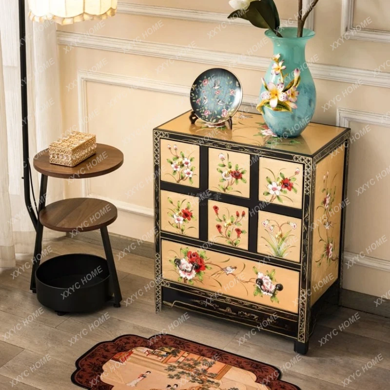 Q painted porch chest Chinese furniture bedroom storage solid wood drawers cabinet
Q painted porch chest Chinese furniture bedroom storage solid wood drawers cabinet