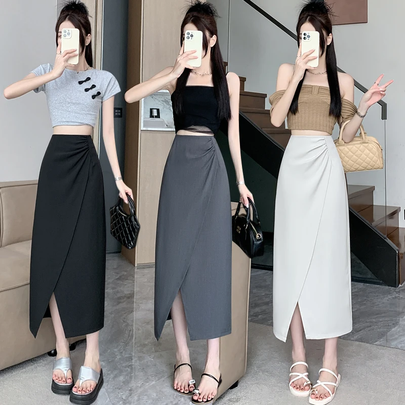 High Waist Suit Style Skirt Women's Spring Summer New Slimming Mid-Length A-Line Skirt with Slit Cover Belly
High Waist Suit Style Skirt Women's Spring Summer New Slimming Mid-Length A-Line Skirt with Slit Cover Belly