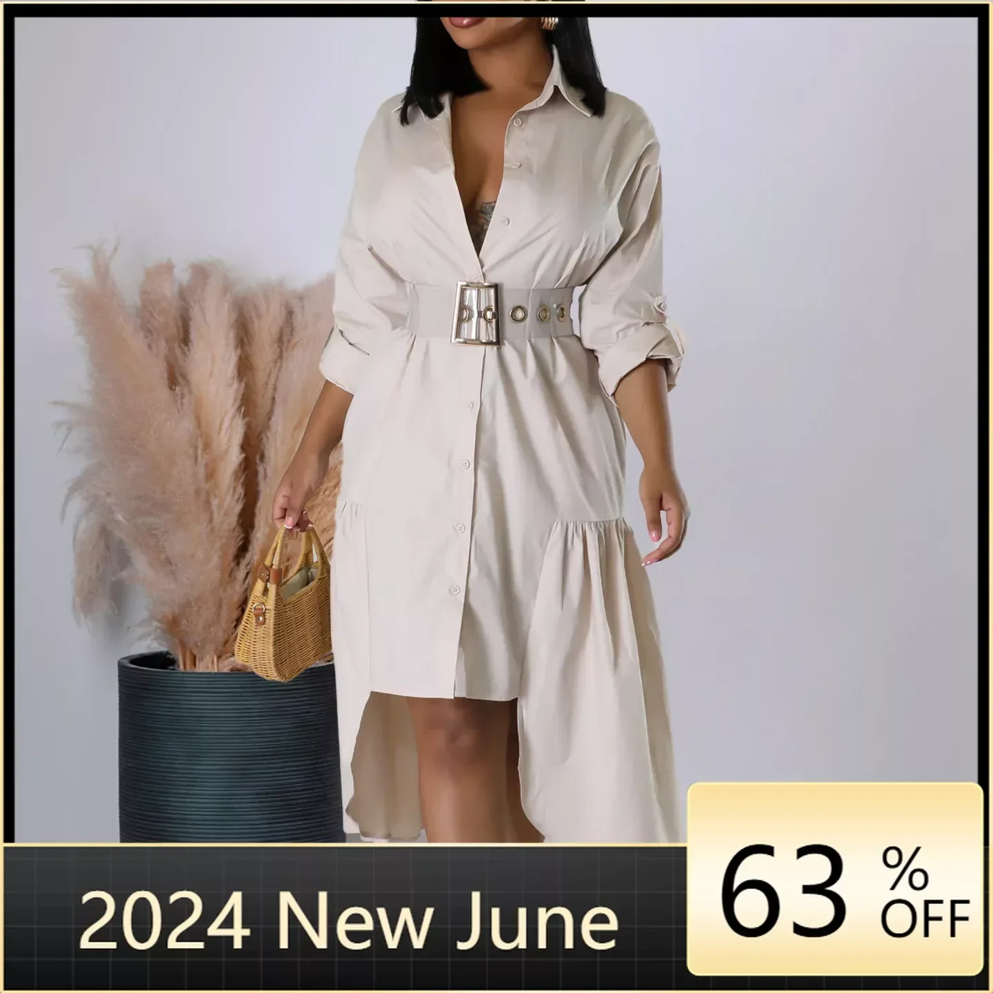 Платья в африканском стиле для женщин, лето 2024, модное платье в африканском стиле с длинным рукавом и V-образным вырезом, однотонное длинное платье-макси из полиэстера, платья, платье-рубашка 
Платья в африканском стиле для женщин, лето 2024, модное платье в африканском стиле с длинным рукавом и V-образным вырезом, однотонное длинное платье-макси из полиэстера, платья, платье-рубашка