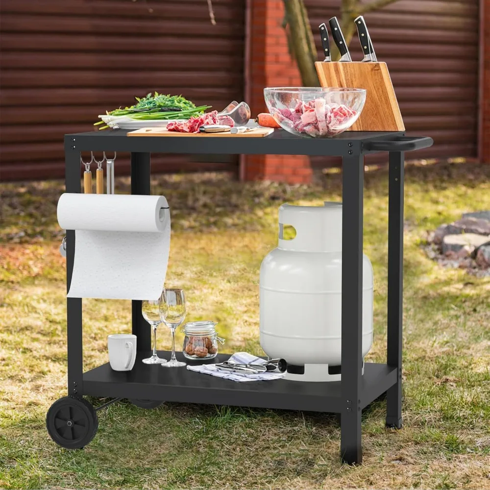 32x20 Inch Double-Shelf Outdoor Grill Table Cart for Griddle, Movable Pizza Oven & Food Prep Table for Patio Kitchen Party
32x20 Inch Double-Shelf Outdoor Grill Table Cart for Griddle, Movable Pizza Oven & Food Prep Table for Patio Kitchen Party