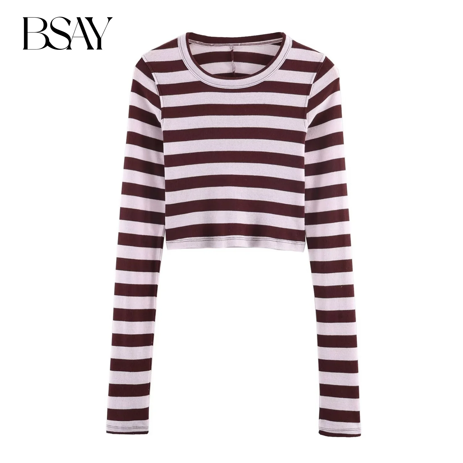 BSAY Stripe Short T-shirt for Women Fashion Autumn Winter New Tee Top Chic Female Long Sleeved Round Neck T-Shirts Mjuer
BSAY Stripe Short T-shirt for Women Fashion Autumn Winter New Tee Top Chic Female Long Sleeved Round Neck T-Shirts Mjuer