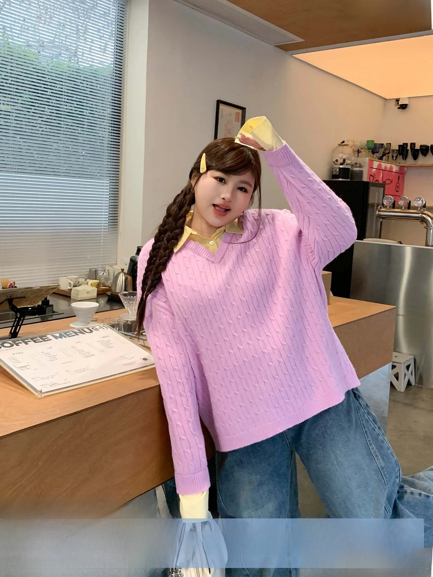 YUZI Large Size Women's Sweater Patchwork Knitted Top Sweet Dopane Sle Pink Color Slimming Effect College Sle Winter Wear
YUZI Large Size Women's Sweater Patchwork Knitted Top Sweet Dopane Sle Pink Color Slimming Effect College Sle Winter Wear