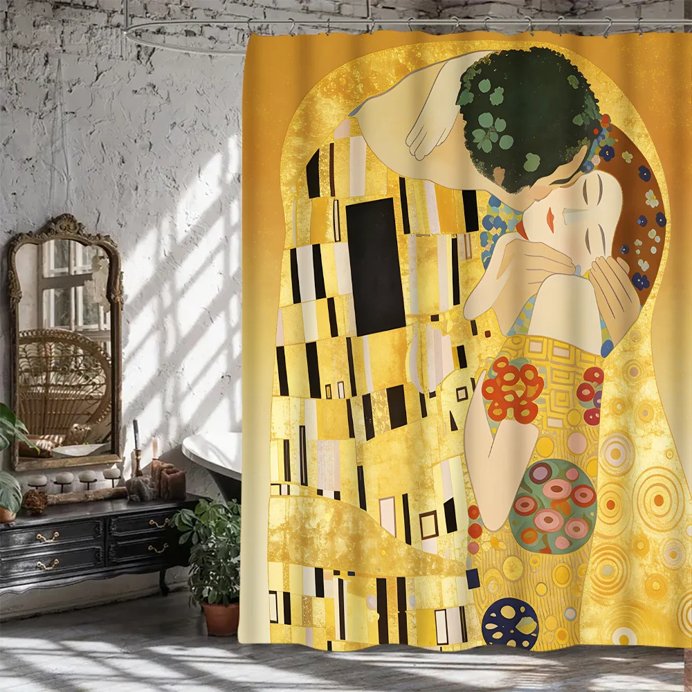Gustav Klimt The Kiss Art Shower Curtain, Golden Couple Embrace, Museum Quality Oil Painting Print, Luxury Bathroom Decor
Gustav Klimt The Kiss Art Shower Curtain, Golden Couple Embrace, Museum Quality Oil Painting Print, Luxury Bathroom Decor