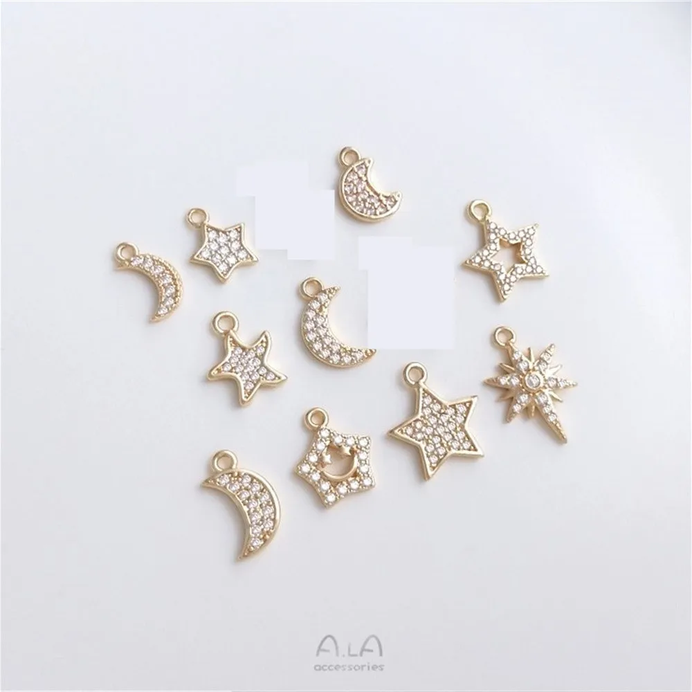 14K gold micro-set zirconia stars moon mansard series small charm diy bracelet earrings jewelry pendant
14K gold micro-set zirconia stars moon mansard series small charm diy bracelet earrings jewelry pendant