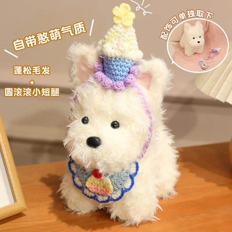Kawaii West Highland White Terrier Plush Toy Hand Crochet Birthday Hat Cake Bib Puppy Stuffed Doll Cute Mini Gift for Girls
Kawaii West Highland White Terrier Plush Toy Hand Crochet Birthday Hat Cake Bib Puppy Stuffed Doll Cute Mini Gift for Girls
