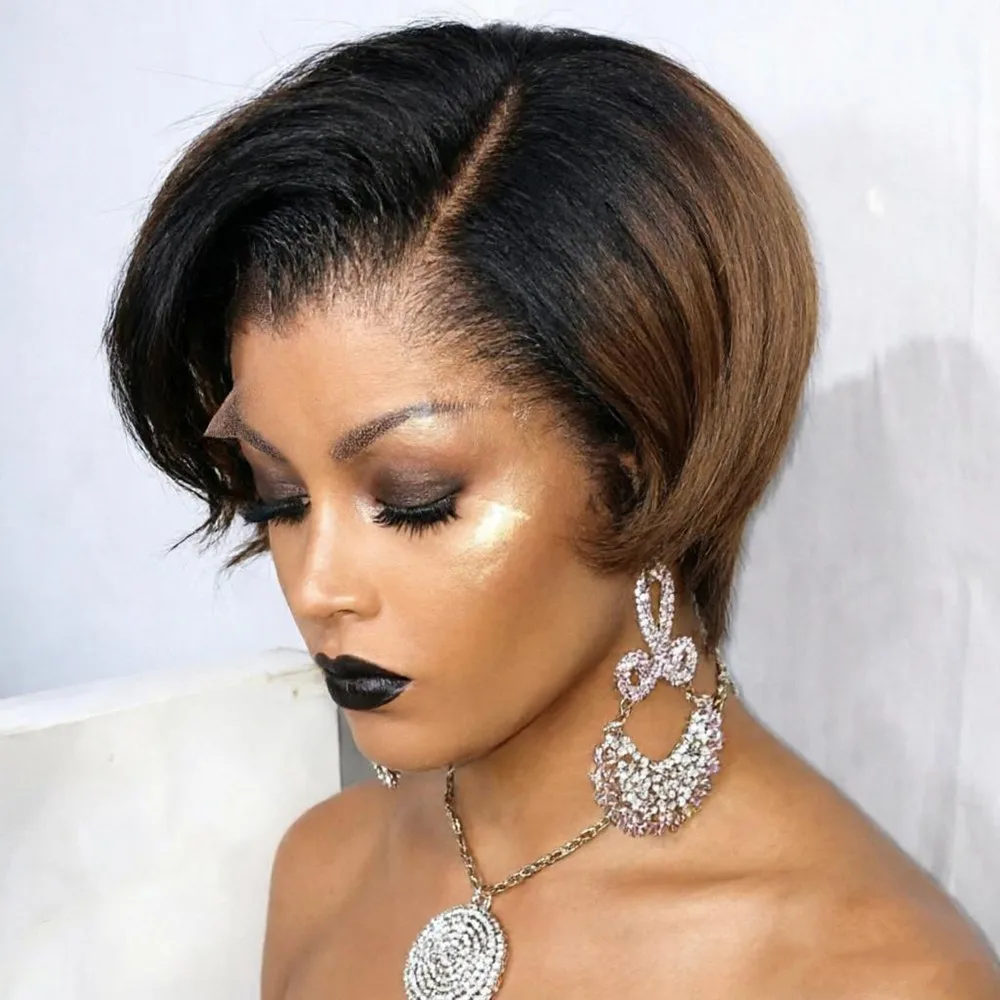 pixie wig 13x4 lace black brown color for women daily party use wig pixie cut wig short straight human hair wig
pixie wig 13x4 lace black brown color for women daily party use wig pixie cut wig short straight human hair wig