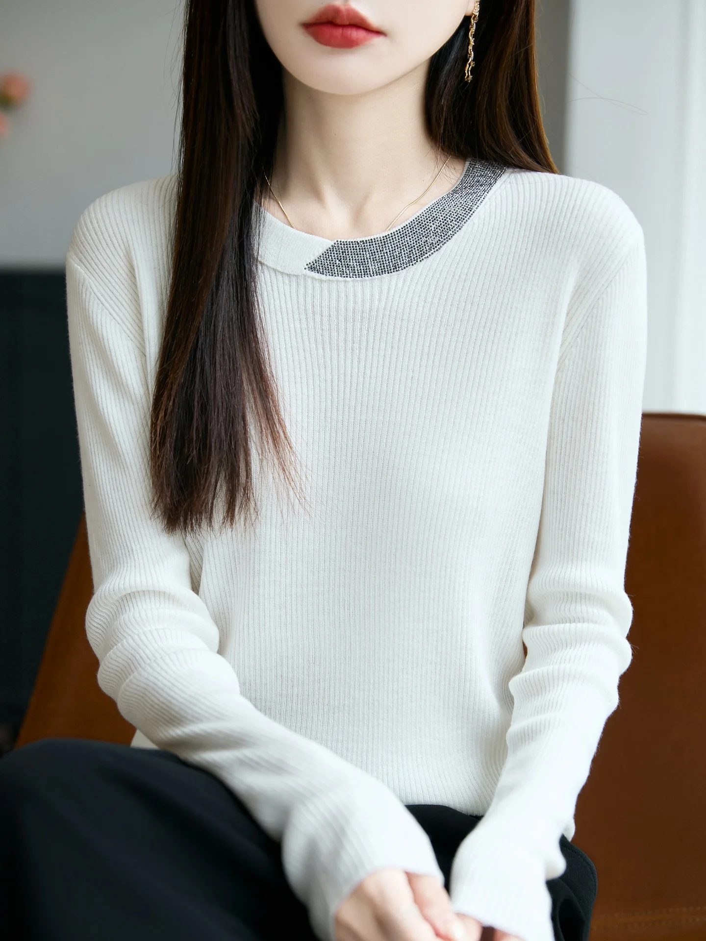 Slim Fit round Ne Knit Sweater Women's Faionable Thin Long Sve Casual Sle Soft Material Autumn Winter Inner Wear
Slim Fit round Ne Knit Sweater Women's Faionable Thin Long Sve Casual Sle Soft Material Autumn Winter Inner Wear