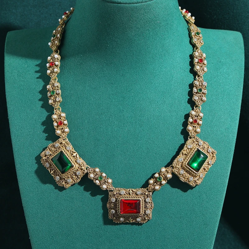 Vintage Crystal Green Pendant Necklace Chunky Jewelry Pearl Red Accessories Quality Women Gold Color Birthday High Gift 2026 New
Vintage Crystal Green Pendant Necklace Chunky Jewelry Pearl Red Accessories Quality Women Gold Color Birthday High Gift 2026 New