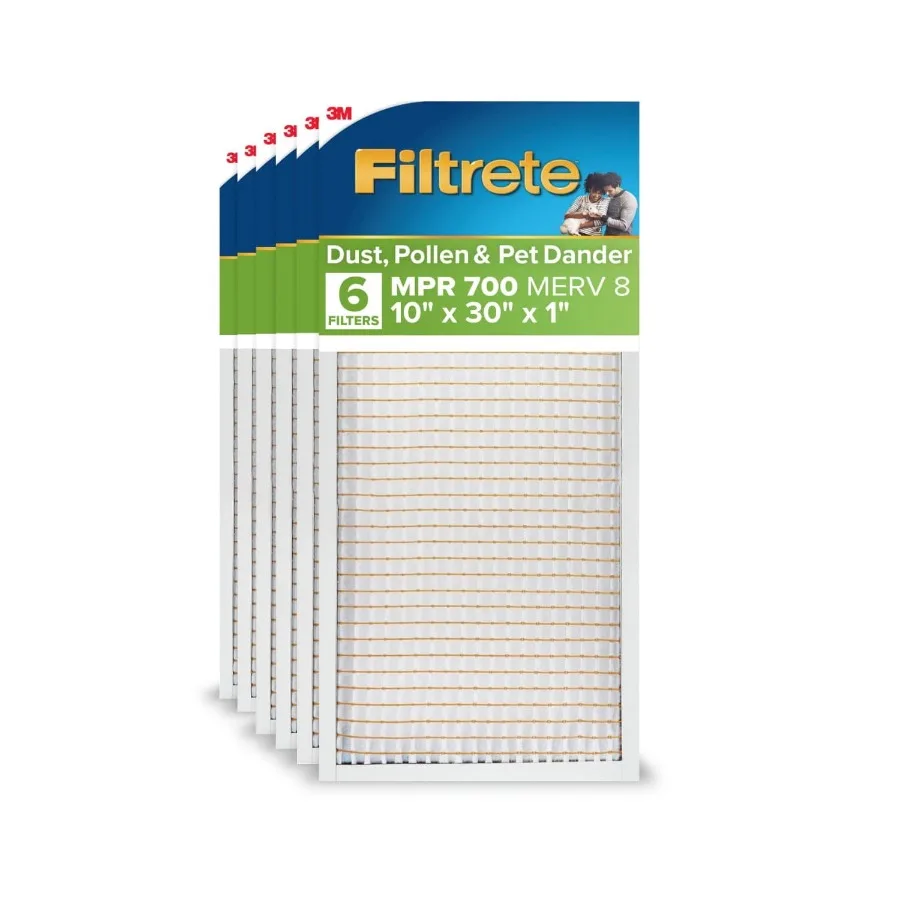 10x30x1 HVAC Furnace Air Filter MPR 700 MERV 8 Dust Pollen and Pet Dander Reduction 6 Pack
10x30x1 HVAC Furnace Air Filter MPR 700 MERV 8 Dust Pollen and Pet Dander Reduction 6 Pack