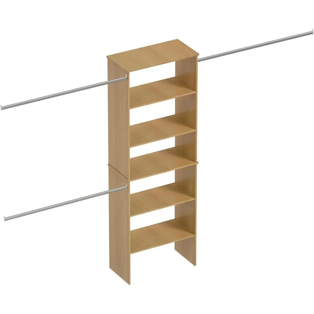 25.5 Wide Wall-Mounted Wood Closet Organizer with Storage Tower and 3 Hanging Rods
25.5 Wide Wall-Mounted Wood Closet Organizer with Storage Tower and 3 Hanging Rods