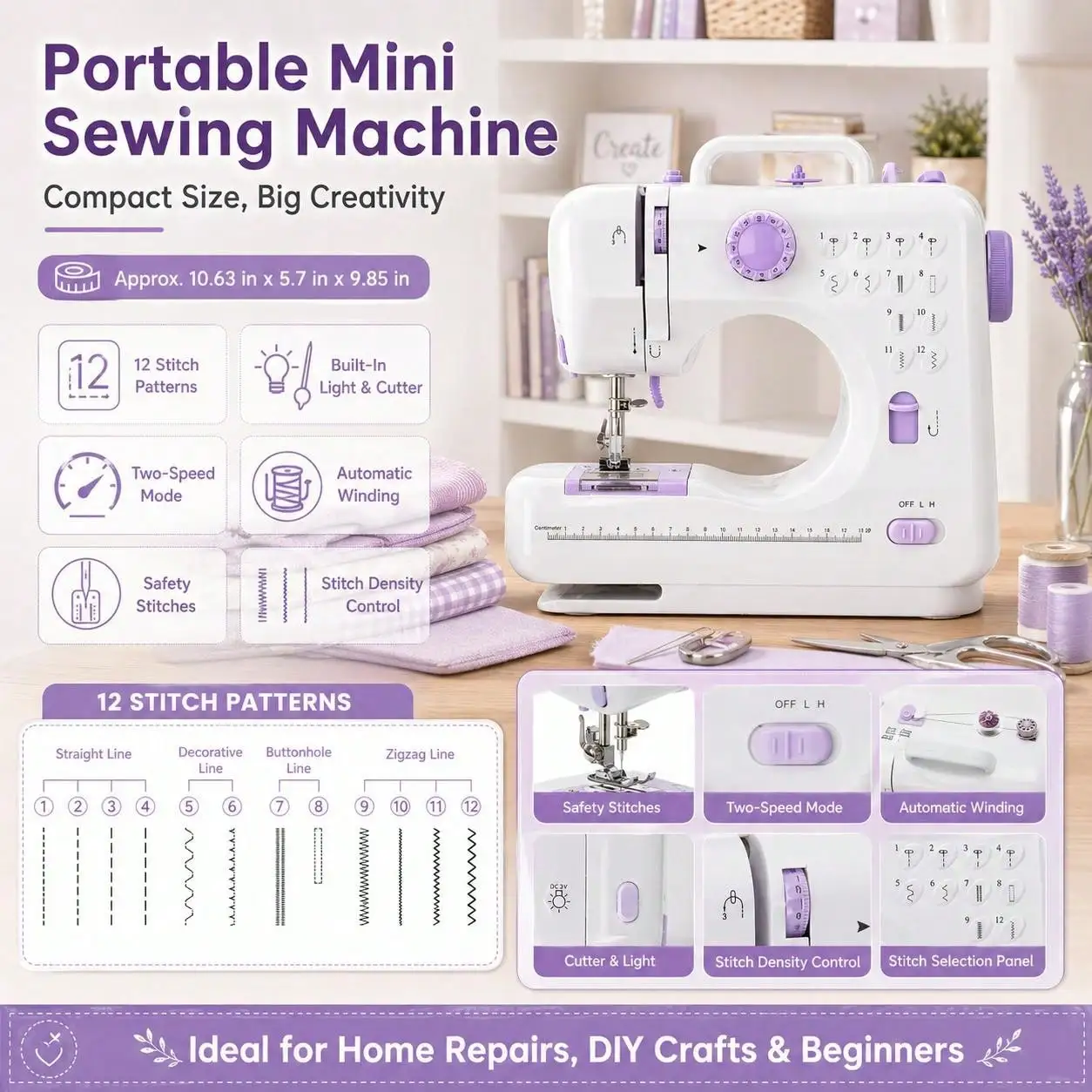 Desktop household electric sewing machine, dual-thread, dual-speed multi-functional pedal sewing machine, suitable for daily sew
Desktop household electric sewing machine, dual-thread, dual-speed multi-functional pedal sewing machine, suitable for daily sew