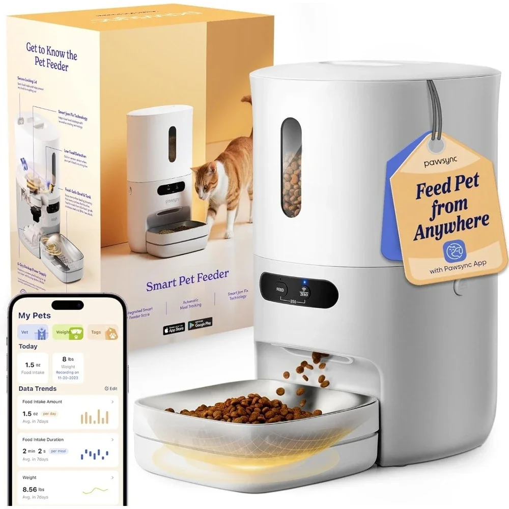 Automatic Cat Feeder,WiFi Smart Scale Tracks Pet's Food Intake, App Remote Feeding, Stainless Steel Bowl, Dual Power Supply
Automatic Cat Feeder,WiFi Smart Scale Tracks Pet's Food Intake, App Remote Feeding, Stainless Steel Bowl, Dual Power Supply