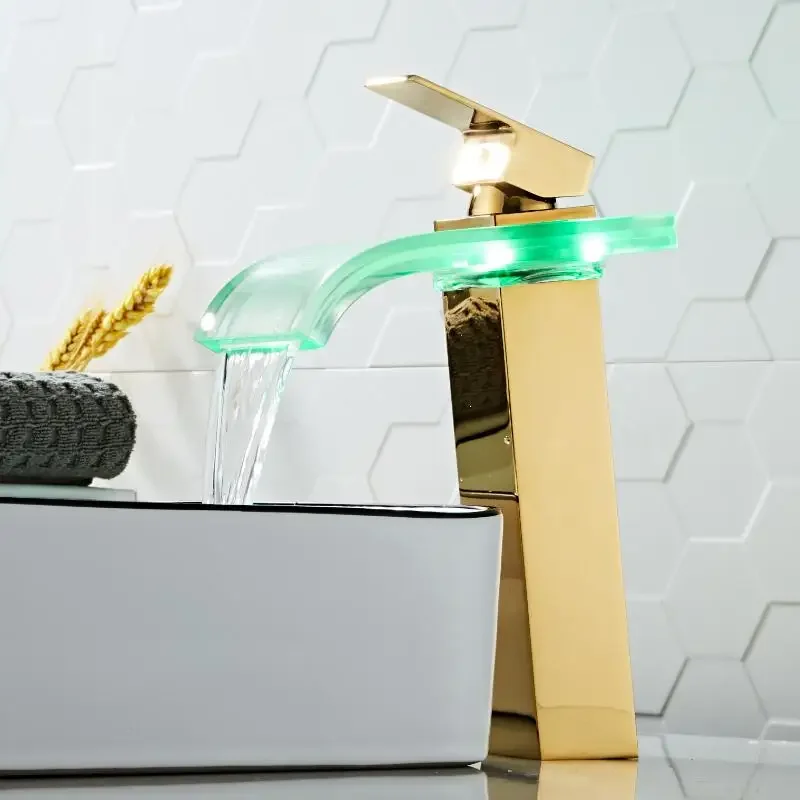 Bathroom Waterfall Faucet LED Faucet Gold Waterfall Brass Basin Bathroom Mixer Tap Deck Mounted Basin Sink Mixer Tap
Bathroom Waterfall Faucet LED Faucet Gold Waterfall Brass Basin Bathroom Mixer Tap Deck Mounted Basin Sink Mixer Tap