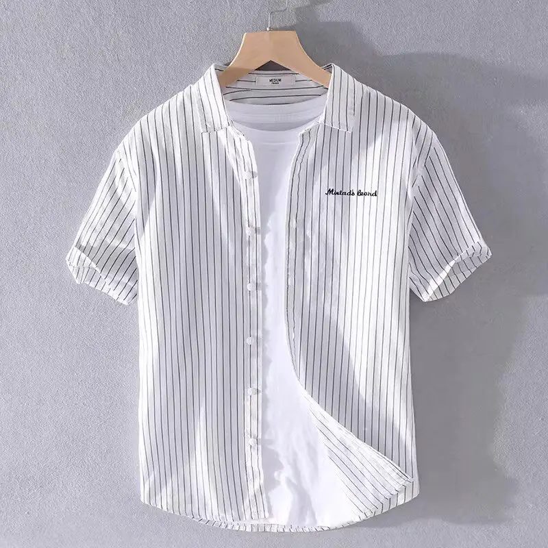 High-End Men's Short-Sleeve Striped Shirt Lightweight Breathable Comfortable Sun Protection White Business Casual Summer Shirt
High-End Men's Short-Sleeve Striped Shirt Lightweight Breathable Comfortable Sun Protection White Business Casual Summer Shirt