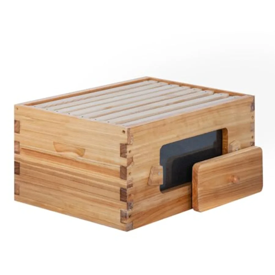 Beekeeping brood box: Langstroth 8-frame deep hive with observation window pine wood dipped in beeswax natural color includes w
Beekeeping brood box: Langstroth 8-frame deep hive with observation window pine wood dipped in beeswax natural color includes w