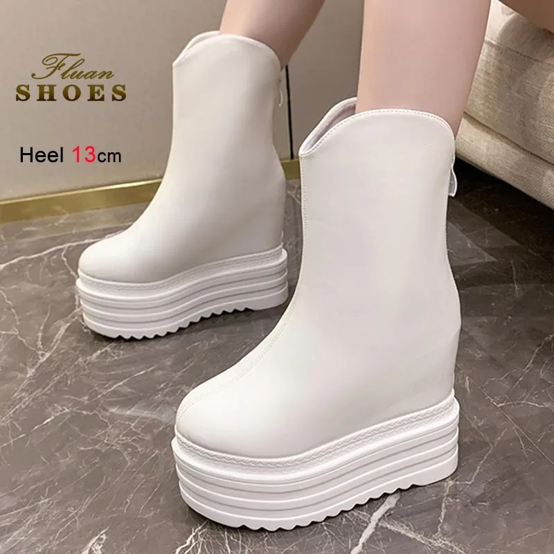 Новые женские короткие ботинки на очень высоком каблуке 13 см, модные ботильоны на платформе, увеличивающие рост, повседневная простая женская обувь на танкетке
Новые женские короткие ботинки на очень высоком каблуке 13 см, модные ботильоны на платформе, увеличивающие рост, повседневная простая женская обувь на танкетке