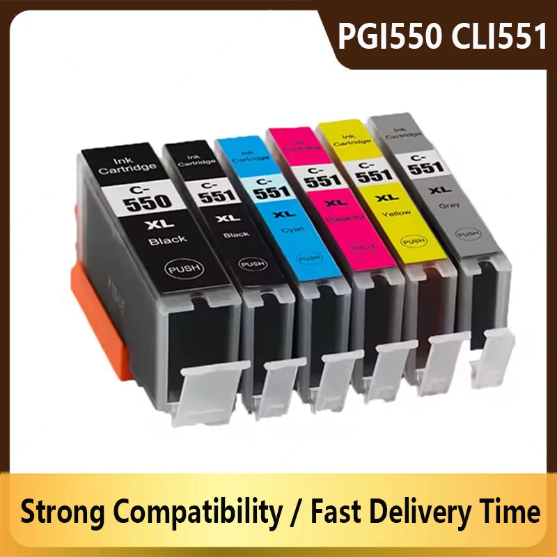 PGI550 CLI551 PGI 550 CLI 551 Compatible Ink Cartridges For Canon Pixma MG6350 MG7150 MX725 IX6850 MG5450 IP7200 IP8750 Printer
PGI550 CLI551 PGI 550 CLI 551 Compatible Ink Cartridges For Canon Pixma MG6350 MG7150 MX725 IX6850 MG5450 IP7200 IP8750 Printer