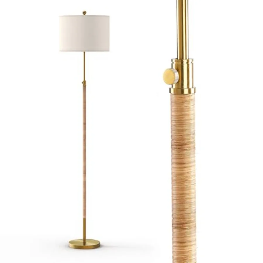 Boho Rattan Floor Lamp for Living Room Adjustable Height:65"-70" Brass Gold Standing Lamp Farmhouse Tall Skinny Pole Light with
Boho Rattan Floor Lamp for Living Room Adjustable Height:65"-70" Brass Gold Standing Lamp Farmhouse Tall Skinny Pole Light with
