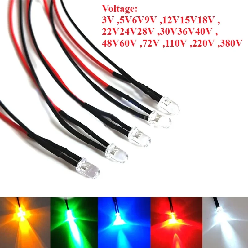 3V 5V6V9V 12V 24V 36V 48V 60V 110V 220V 3mm Pre Wired Ultra Bright LEDs Emitting Diodes with Resistance LED Bulb Lights DIY Part
3V 5V6V9V 12V 24V 36V 48V 60V 110V 220V 3mm Pre Wired Ultra Bright LEDs Emitting Diodes with Resistance LED Bulb Lights DIY Part