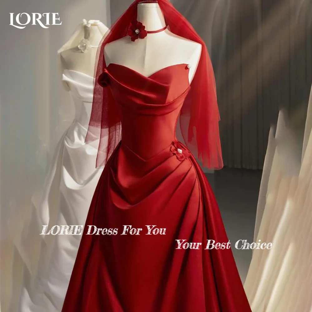 LORIE Modern Red Wedding Dress Strapless Sweetheart Pleats A-line Bride Gown Satin Customized Corset Bride Dress Plus Size Dress
LORIE Modern Red Wedding Dress Strapless Sweetheart Pleats A-line Bride Gown Satin Customized Corset Bride Dress Plus Size Dress