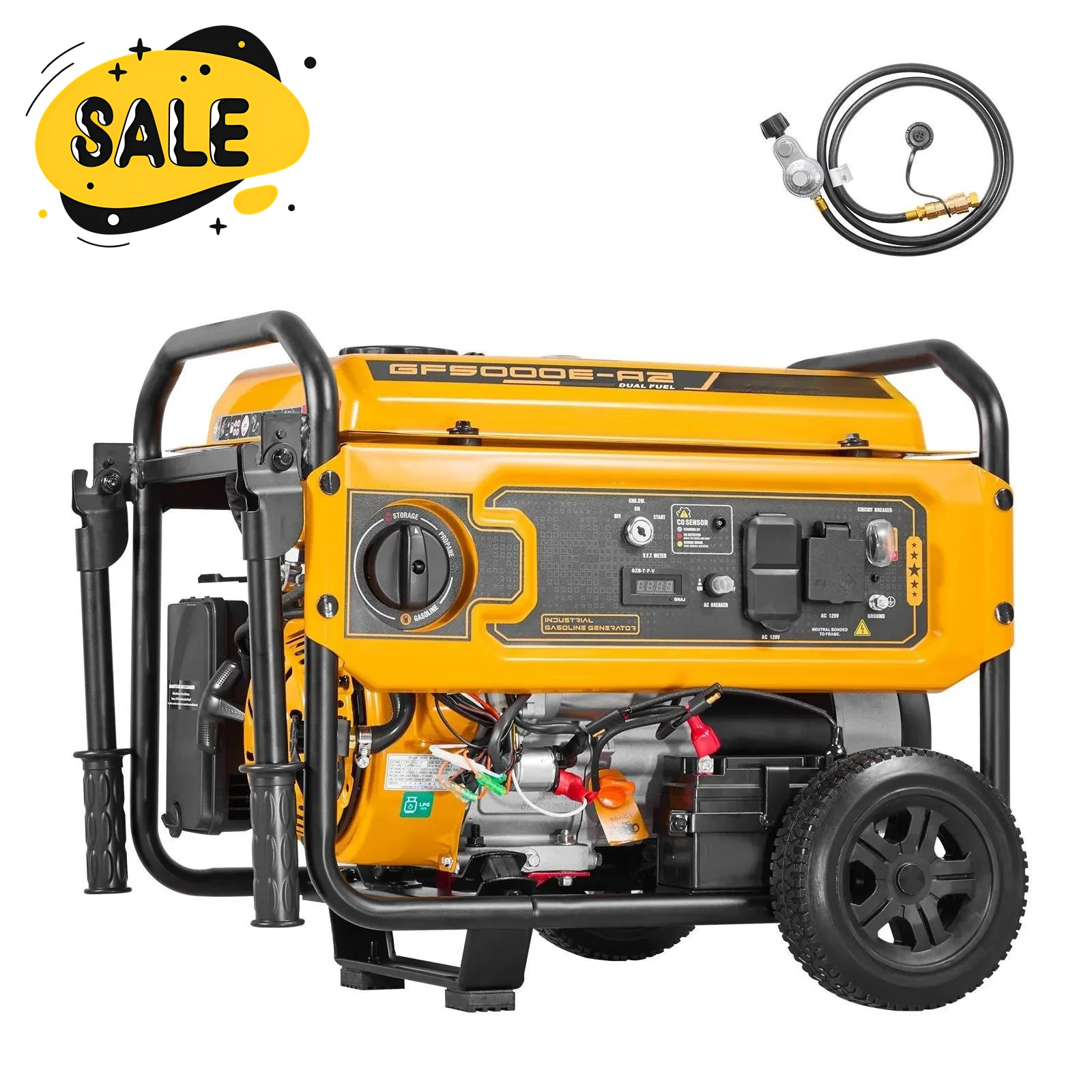 Portable Generator, 4650W Peak Watt & LPG 4130W Peak Watt Dual Fuel Generator, Home Backup Generators Electric Start
Portable Generator, 4650W Peak Watt & LPG 4130W Peak Watt Dual Fuel Generator, Home Backup Generators Electric Start