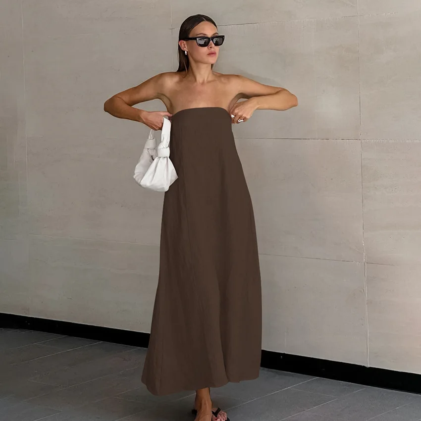 2025 Summer Sexy Khaki Cotton and Linen Tube Top Dress Women's Vacation Casual Ramie A-shaped Skirt Women's Clothing
2025 Summer Sexy Khaki Cotton and Linen Tube Top Dress Women's Vacation Casual Ramie A-shaped Skirt Women's Clothing
